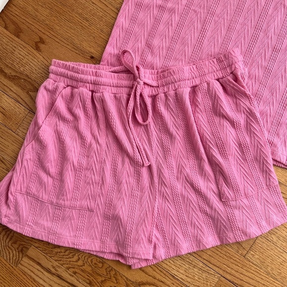 Merokeety Women's Pink Textured Loungewear Set Size XL - Picture 2 of 5
